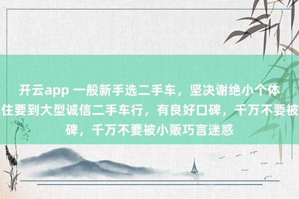 开云app 一般新手选二手车，坚决谢绝小个体二手车行，记住要到大型诚信二手车行，有良好口碑，千万不要被小贩巧言迷惑