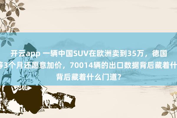 开云app 一辆中国SUV在欧洲卖到35万，德国人排队等3个月还愿意加价，70014辆的出口数据背后藏着什么门道？