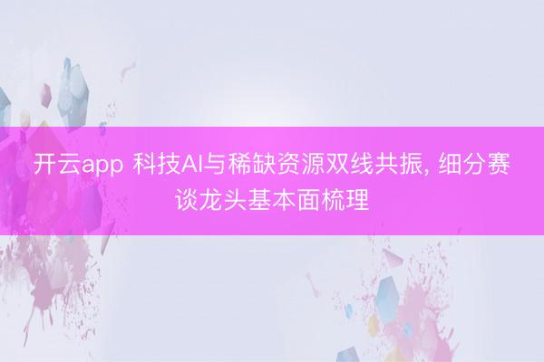 开云app 科技AI与稀缺资源双线共振， 细分赛谈龙头基本面梳理